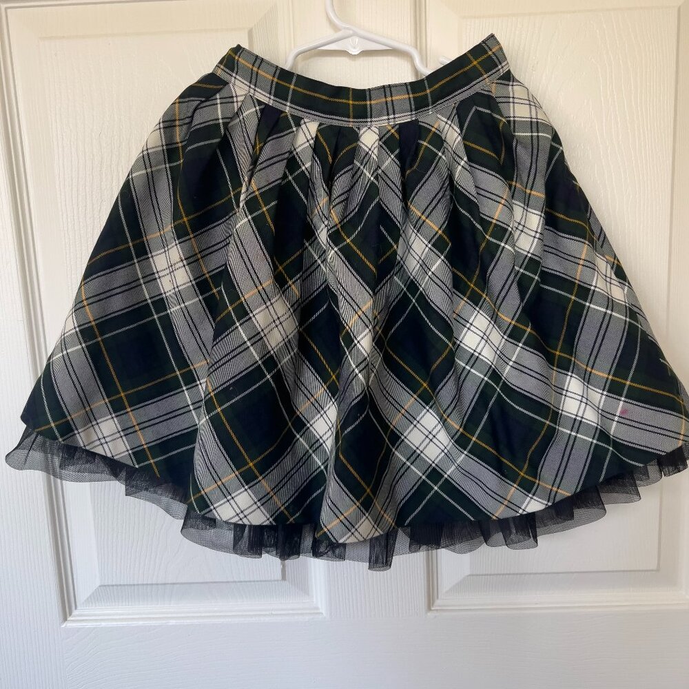 ELAND Green/Navy Plaid Skirt